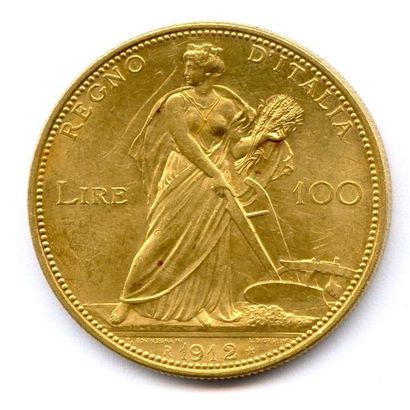 Royaume d'Italie VICTOR EMMANUEL III 100 Lire (buste en uniforme) 1912 Rome. 32,24...