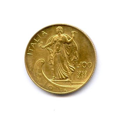 Royaume d'Italie VICTOR EMMANUEL III 100 Lire (L'Italie sur une proue) 1932-X Rome....