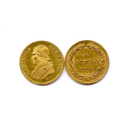 VATICAN Lot de deux monnaies du pape Pie IX : scudo 1853-an VIII et 1854-an VIII...
