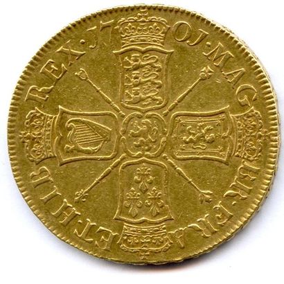 ROYAUME-UNI GUILLAUME III d?Orange-Nassau 1694-1702 5 Guinées 1701 TERTIO Londres....
