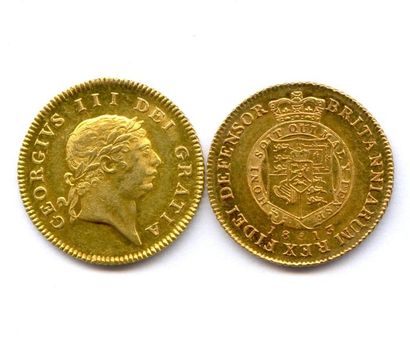 ROYAUME-UNI Lot de deux monnaies de George III de Hanovre : Demi-guinée 1813 Londres....