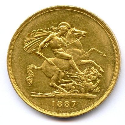 ROYAUME-UNI VICTORIA 1837-1901 5 Pounds (buste couronné) 1887 Année du Jubilée. 39,88...