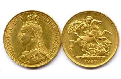 ROYAUME-UNI Lot de deux monnaies Victoria : 2 Pounds 1887. Superbes
