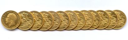 ROYAUME-UNI Lot de treize monnaies George V : Demi-souverain 1911 Londres. FDC et...