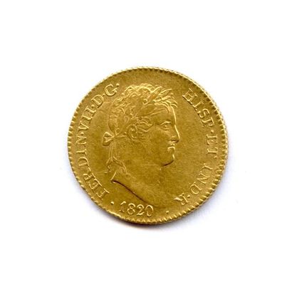 Espagne Lot de quatre monnaies FERDINAND VII (1808-1823) : 2 Escudos (tête lauré)...