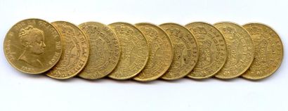 Espagne Lot de neuf monnaies Isabelle II : 80 Reales 1834 et 1835 Madrid (CR) 80...