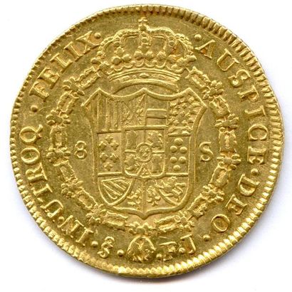 CHILI FERDINAND VII Roi d'Espagne 19 mars 1808 - 6 mai 1821 8 Escudos (buste en uniforme)...