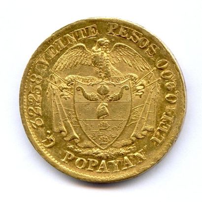 null COLOMBIE États-Unis 20 Pesos (tête de Liberté) 1873 Popayan. 32,16 g Fr 100...