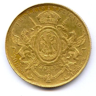 null MEXIQUE Empire - MAXIMILIEN Ier 10 avril 1864 - 16 juin 1867 20 Pesos 1866 Mexico...