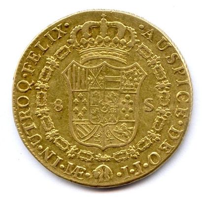 PÉROU CHARLES IV Roi d'Espagne 1788-1808 8 Escudos 1798 Lima (IJ). 26,94 g Fr 40...