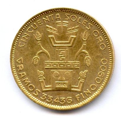 null PÉROU République 1822- 50 Soles (tête d'Inca) 1930 Lima. 33,43 g Fr 77 Supe...