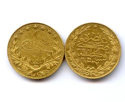  EMPIRE OTTOMAN - Lot de deux monnaies du sultan MOHAMED V 35e et avant dernier sultan...
