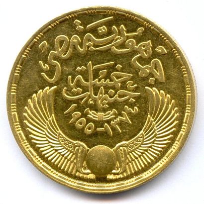 null ÉGYPTE République Nasser 1954-1970 5 Pounds or jaune (char de Ramsès II) 1374...