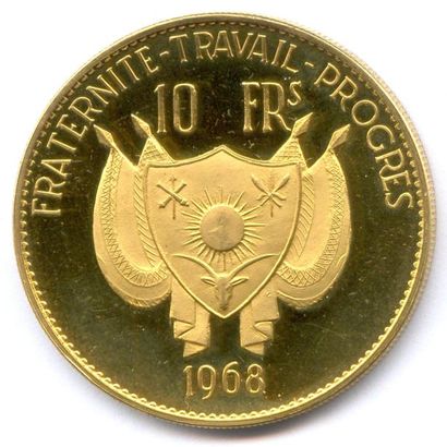 null NIGER République 1960- ESSAI 10 Francs (Lion) 1968. 29,93 g KM-E7 Flan bruni....