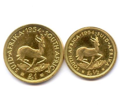 null SUD AFRIQUE République - Lot de deux monnaies ÉLISABETH II (1952-1960) : Pound...