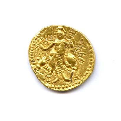INDE EMPIRE KOUCHAN - VASU DEVA et CHLU 260-300 Dinar (Shiva et taureau). 7,88 g...