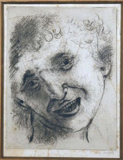 Marc CHAGALL. Autoportrait au sourire, 1924-25.( Kornfeld 42). 27,5 x 21,5cm. Eau...