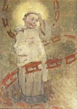 GEOFFROY dit « GEO » Le petit moine aux pains d'épice Huile sur toile, signé en bas...