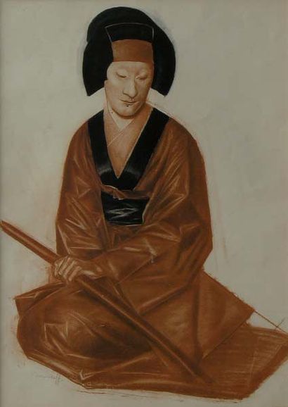 Alexander Evgenevich IACOVLEFF (1887-1938). Scène du théâtre japonais Lithographie...