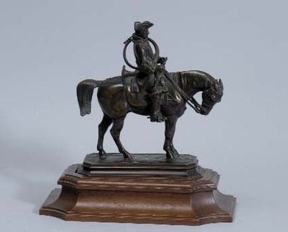 D'après Antoine Louis BARYE (1795-1875) Le chasseur à courre Bronze à patine brune...