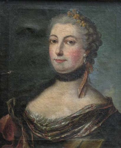 ECOLE FRANCAISE DU XVIIIe siècle, suiveur de Louis Michel VAN LOO. Portrait de jeune...