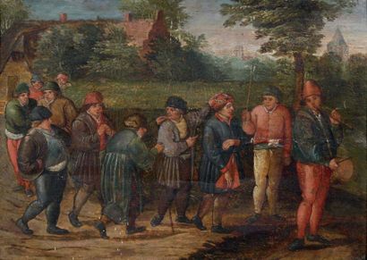 Ecole FLAMANDE du XVIIème siècle, atelier de Pieter BRUEGHEL le jeune Le cortège...