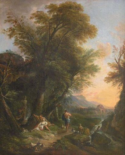 Jean-Baptiste LALLEMANT (Dijon vers 1710 - Paris 1803) Angélique et Médor dans un...