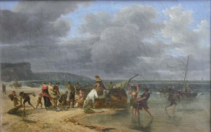 Jean Louis DEMARNE (Bruxelles 1744 - Paris 1829) La baie des crevettes à Caen Sur...
