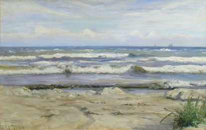 Johan Ulrik BREDSDORFF (1845-1928) Marine, Bord de mer Huile sur toile monogrammée...