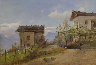 Vilhelm PETERSEN (1812-1880) Merano dans le sud du Tyrol Huile sur toile monogrammée...