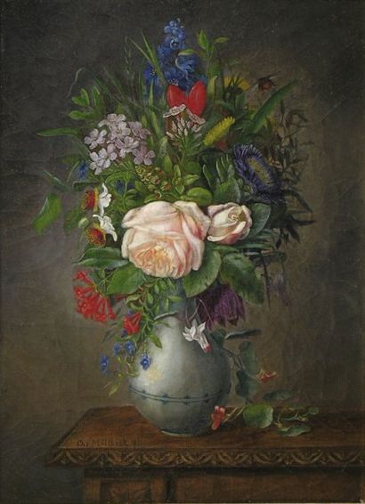 Christian MØLBACK (1853-19l7) Bouquet de fleurs Huile sur toile signée et date 75...