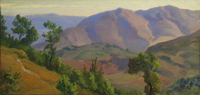 Thorald LÆSSØE (1816-1878) Paysage de montagne, probablement vue de l'Albanie Huile...