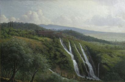 William HAMMER (1821-1889) Tivoli, Italie Huile sur toile signée et datée l872 en...