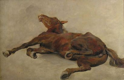 Otto BACHE (1839-1927) Cheval Huile sur toile monogrammée O.B. et datée 99 en bas...