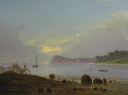 Frederik Michael Fabritius DE TENGNAGEL (178l-l849) Paysage de bord de mer Huile...