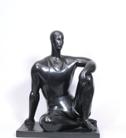 Chana Orloff (1888-1968). L'Athlète, le baigneur. Bronze à patine noire. signé Chana...