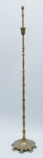 null LAMPADAIRE en bronze doré à décor naturaliste. Tiffany Studio's New York, n°425....