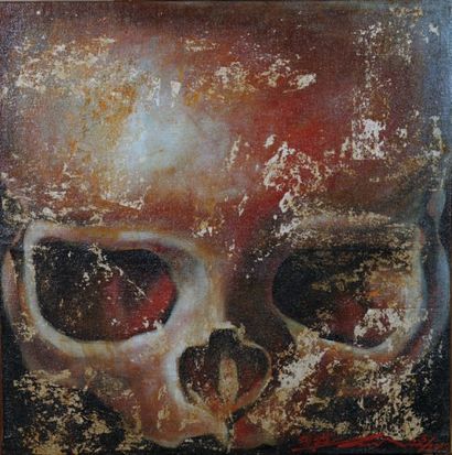 MATSE-LIN (né en 1960). Crâne de Bouddha n°1, 2000. Technique mixte sur toile tendue...