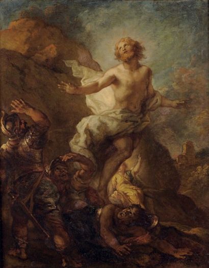 Charles de LA FOSSE (Paris 1636 - 1716) La Résurrection du Christ Papier marouflé...