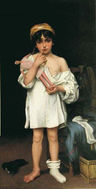 ECOLE FRANCAISE XIXème s. Portrait de jeune fille. Toile. 133 x 69 cm
