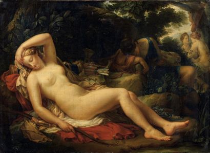 Attribué à Antoine ANSIAUX (1764-1840) Diane endormie Sur sa toile d'origine 71 x...