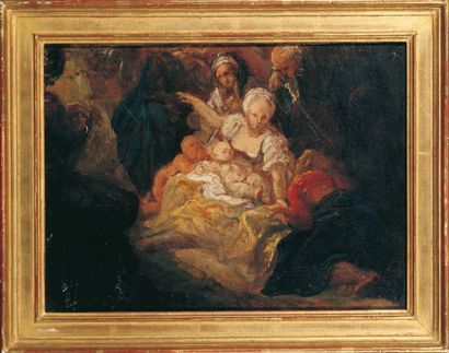 ECOLE FRANCAISE VERS 1790 Suiveur de FRAGONARD. Etude pour une adoration des Bergers...