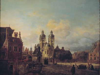ECOLE FRANCAISE du XIXe siècle d'après Van Der Heyden Eglise des jésuites à Düsseldorf...