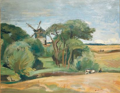 André PLANSON (1898-1981) Moulin à la Madeleine, près Penmarch Huile sur toile signée...