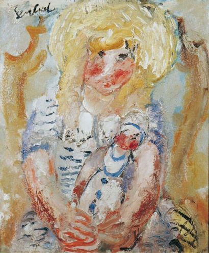 GEN PAUL (1895-1975) Fillette à la poupée Huile sur toile signée en haut à gauche...