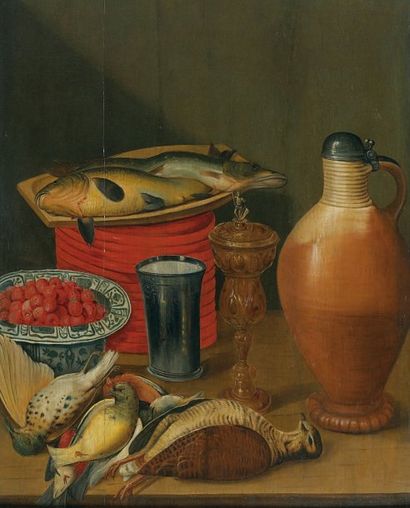 Ecole FLAMANDE du XVII°siècle, suiveur de Cornelis Jacobsz DELFT Nature morte au...