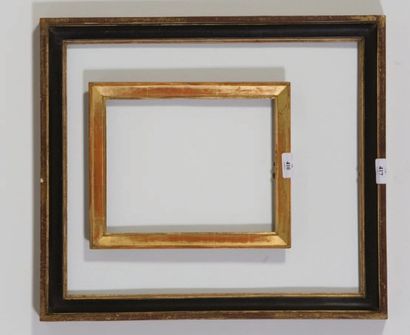 null BAGUETTE en bois mouluré doré et noirci Epoque Louis XVI 44,5 x 38 x 4 cm