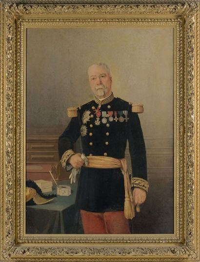 Paul NATTER Portrait présumé du Général d'Aubigny en pied Huile sur toile signée...