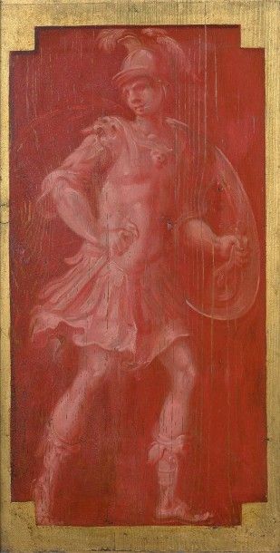 ECOLE FRANÇAISE, Première moitié du XVIIème siècle Panneaux de lambris à personnages...