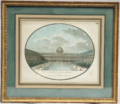 DURAND et JANINET Vue de la place Louis XV, Vue du Palais royal Deux gravures en...